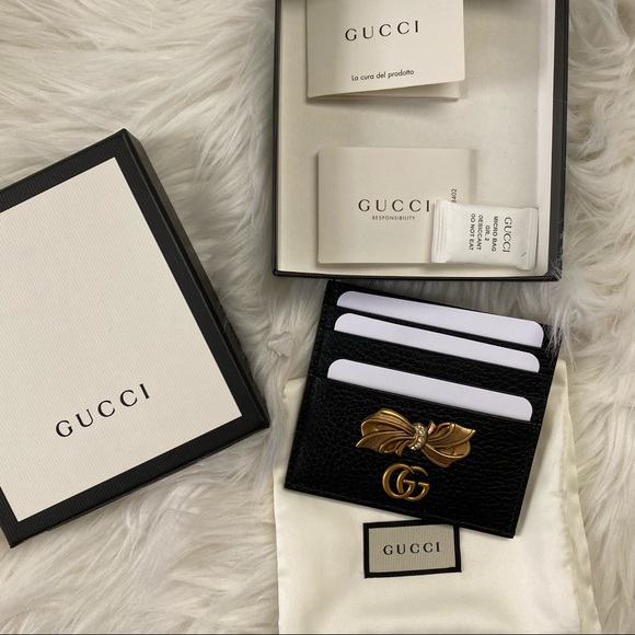 NEW GUCCI Leather Card Case With Bow - Picture 3 of 9